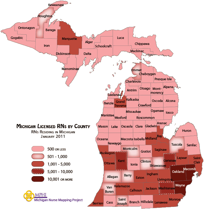 RN by County map